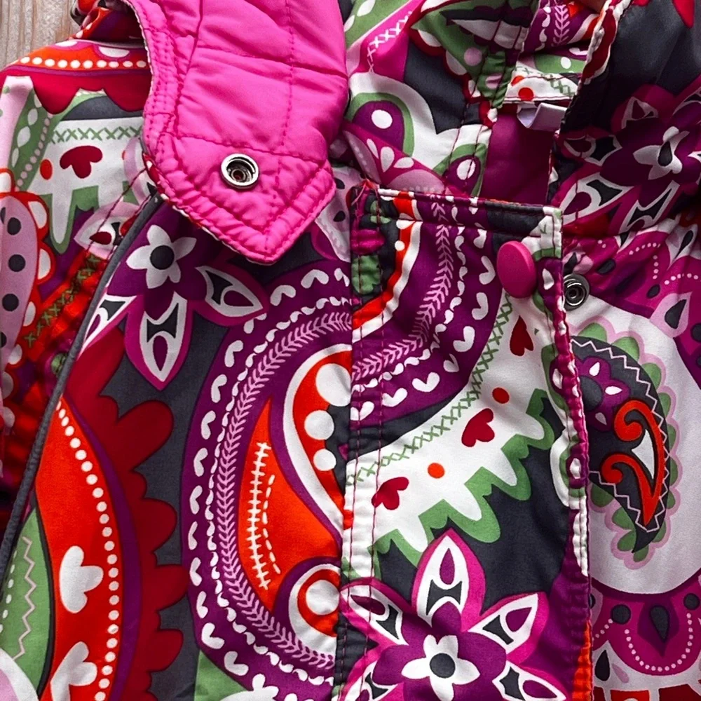 Hanna Andersson Journeys End winter jacket with a vibrant paisley pattern